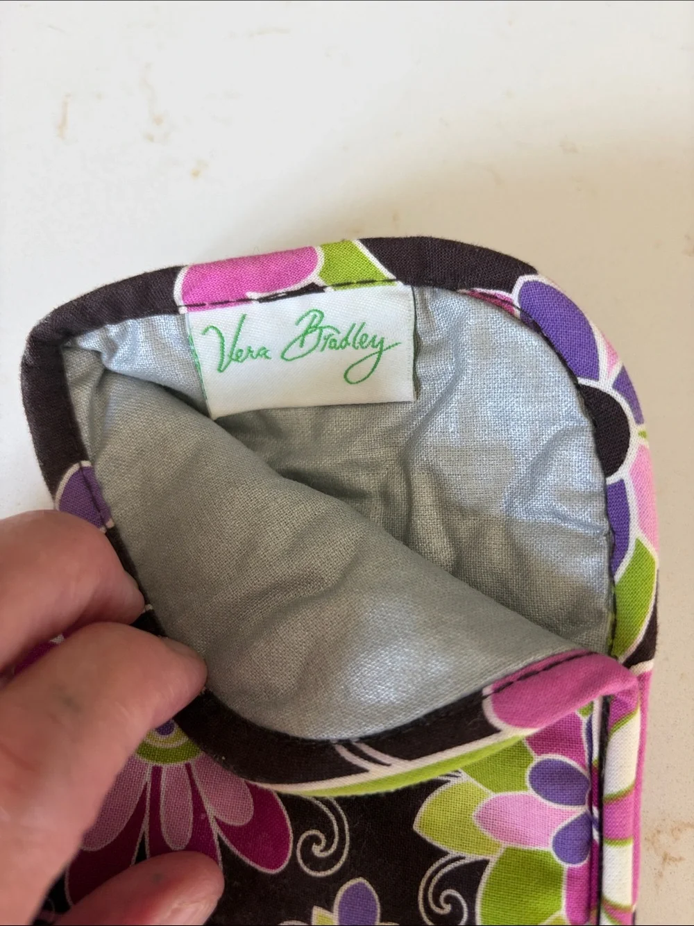Vera Bradley Quilted Thermal Curling Iron/Flat Iron Pouch - Brown, Pink & Green